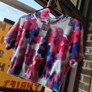 Juicy Couture Pink and Blue Floral Crop Top